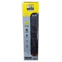 Powerboard - TV & AV 10A 2400W 4 outlets black overload protection 2m lead 875J surge