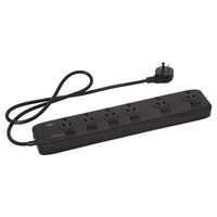 HPM General Purpose 6 Outlet 175J Surge Protected Switched Powerboard Black