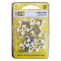 HPM Flat Type Cable Clip 5mm White - 20 Pack