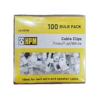 HPM Flat Type Cable Clips 7mm White - 100 Pack