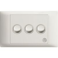 Excel Life - Medical - Common plate - Horizontal rocker switch - Single Pole Double Throw - antimicrobial & chemical resistant 3 gang 16AX 240V a.c. white