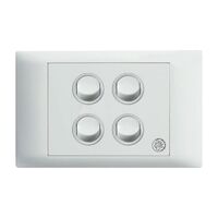 Excel Life - Medical - Common plate - Horizontal rocker switch - Single Pole Double Throw - antimicrobial & chemical resistant 4 gang 16AX 240V a.c. white