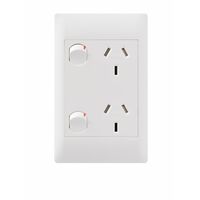 Excel Life - Common plate - Vertical double powerpoint 2 gang 10A 240V a.c. white