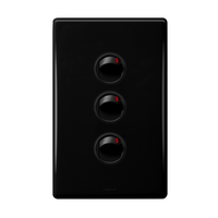 Excel Life 16AX 2 Way Single Pole Double Throw Vertical Rocker Switch 3 Gang Black
