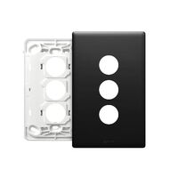 Excel Life EM Series Grid & Plate 3 Gang Matt Black