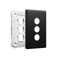 Excel Life EM Series Grid & Plate 3 Gang Matt Black