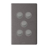Excel Life 16A 2 Way Single Pole Double Throw Vertical Rocker Switch 5 Gang Urban Grey