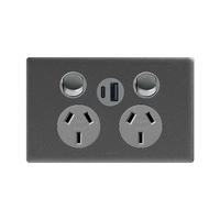 Excel Life Double Powerpoint with Type A+C 15W USB Charger Mechanism Urban Grey