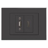 HPM VIVO HDMI + USB Combination Socket Dark Grey