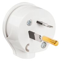 HPM 10A 3 Pins Round-Shaped Earth Side Entry Plug Top White