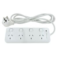 HPM General Purpose 4 Outlet 175J Surge Protected Switched Powerboard White