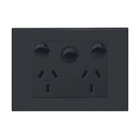 HPM VIVO 10A Horizontal Double Power Point with Switch Dark Grey