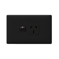 Linea - Horizontal single powerpoint 1 gang 15A 240V a.c. black