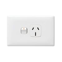 Linea - Horizontal single powerpoint 1 gang 15A 240V a.c. white