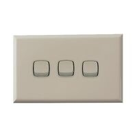 Excel - Horizontal rocker switch - Single Pole Double Throw - 3 gang 2 way 10A 240V a.c. beige