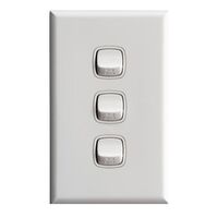 Excel - Vertical rocker switch - Single Pole Double Throw - 3 gang 2 way 10A 240V a.c. gloss white