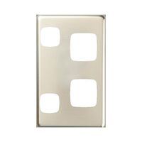 EXCEL - Double vertical powerpoint coverplate only - Stainless Steel