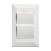 Como - Vertical Single Pole Double Throw - rocker Switch 2 gang 10A 240V a.c. with red line white