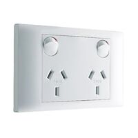 Excel Life - Common plate - Horizontal double powerpoint 2 gang double pole 15A 240V a.c. with 2 extra holes white