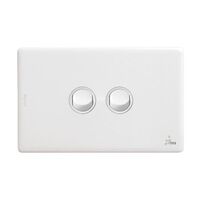 Excel Life 16AX Single Pole Double Throw Weatherproof Horizontal Rocker Switch 2 Gang Gloss White