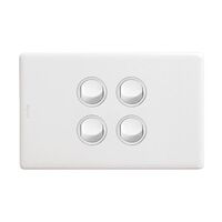 Excel Life 16A Single Pole Double Throw Horizontal Rocker Switch 4 Gang Gloss White