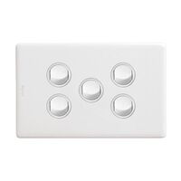 Excel Life 16A Single Pole Double Throw Horizontal Rocker Switch 5 Gang Gloss White