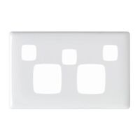 Linea - Powerpoint coverplate 2 gang with extra hole white