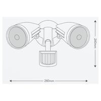 HPM SIKA 25W 2200lm LED Cool White Twin Floodlight with PIR Sensor Black