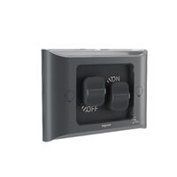AQUA Life 16A IP66 Weatherproof Shallow Mount 2 Gang Switch Cement Grey