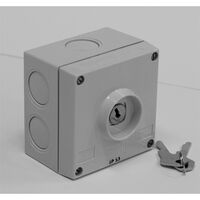 HPM AQUA 20A 1 Gang IP53 Weatherproof Keylock Switch Misty Grey