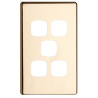 EXCEL - 5 Gang Switch Coverplate only - Polished Brass