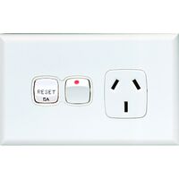 Excel - Horizontal single powerpoint 2 gang 10A 240V a.c. with extra switch no-volt white