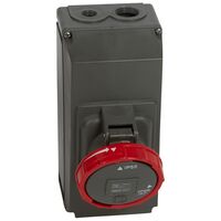 HYPRA - IEC industrial surface mount socket 3P+E 415V a.c. 63A grey