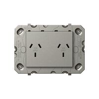 Arteor 770 series - Horizontal double powerpoint autoswitch 2 gang 10A 240V a.c. magnesium