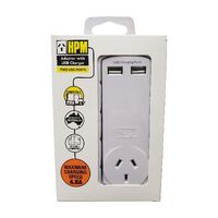 HPM 10A Single Adaptor with Twin USB Charger