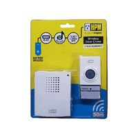 HPM Battery Operated Wireless Door Chime 50m Range White