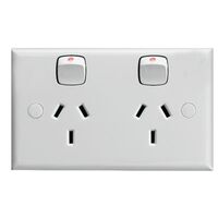 HPM Standard 10A Double Pole Double Power Point White