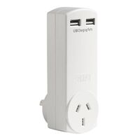 HPM 10A Single Adaptor with Twin USB Charger