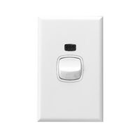 Excel - Vertical heavy duty rocker switch 1 gang 2 way double pole 40A 240V a.c. with neon white