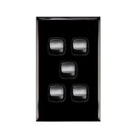 Excel - Vertical Rocker Switch - Single Pole Double Throw - 5 Gang 10A - Black