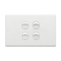 Excel Life 16A Single Pole Double Throw Horizontal Rocker Switch 4 Gang Matt White