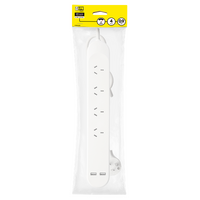 HPM Standard 4 Outlet USB Charging Powerboard White