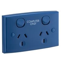 Standard Series, Switched Socket, Twin P/Prt "Comp Only" - Dark Blue