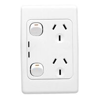 2000 Series, Twin Switch Socket Outlet, 250V, 10A, Vertical, Indicator - Red