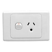 2000 Series, Single Switch Socket Outlet, 250V, 10A, Round Earth PIN for Lighting - Red