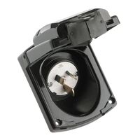 Standard Series, Socket Inlet, 3 PIN, 15A, 250V, IP34, Weatherproof Flap - Black