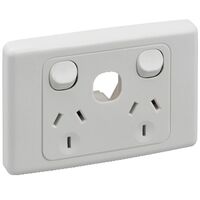 2000 Series, Switched Socket Twin Extra Switch, Less Mechanism - White Electric