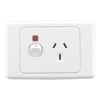 2000 Series, Single Switch Socket Outlet, 250V, 10A, Indicator - Red