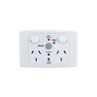2000 Series, RCD Protected Twin Switch Socket Outlet, 250V, 10A, 2 Pole, 10mA RCD - Red