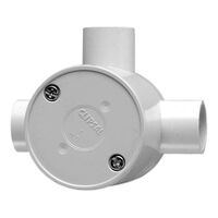 Clipsal - Cable Management, Junction Box, Standard Deep, 20mm I.D, 3 Way Entry - Grey